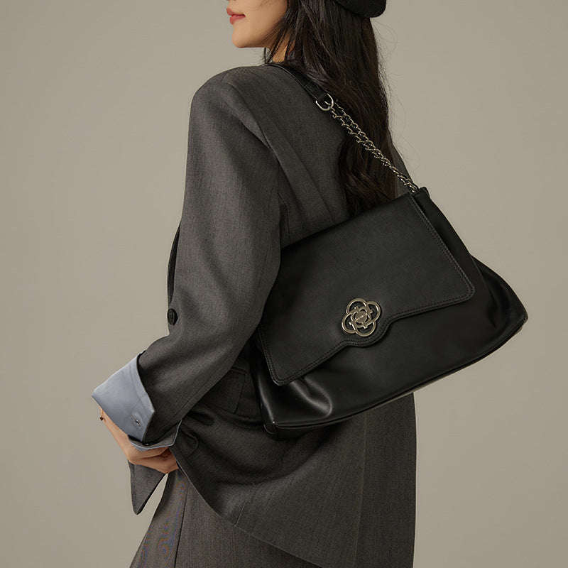 Tote Bag Minimalist Manufacturer Self Operated Brown Black White Large Capacity Shoulder Bag Chain Tote Bag