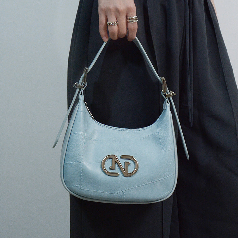 Crescent bag, shoulder bag, women's bag, silver moon bag, clutch leather texture, diagonal cross bag