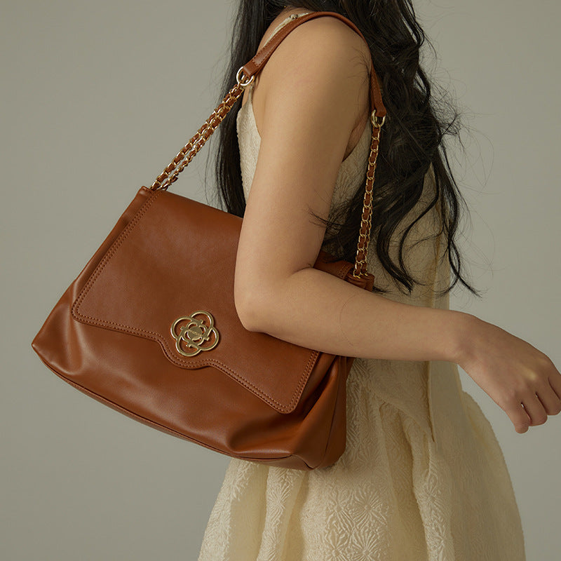 Tote Bag Minimalist Manufacturer Self Operated Brown Black White Large Capacity Shoulder Bag Chain Tote Bag