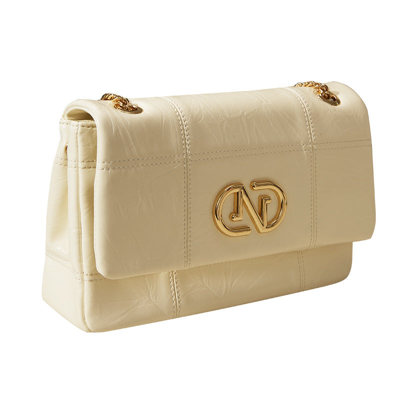 Splice flap small square bag, single shoulder diagonal cross bag, 2024 new chain commuting bag, high-end feel