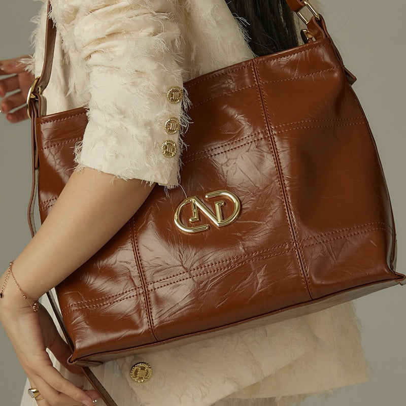 Tote bag for women 2024 new retro commuting large capacity single shoulder crossbody bag